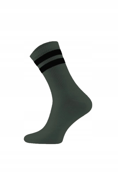 Skarpety trekkingowe merino z paskami oliwkowe oddychające rozmiar 35-38