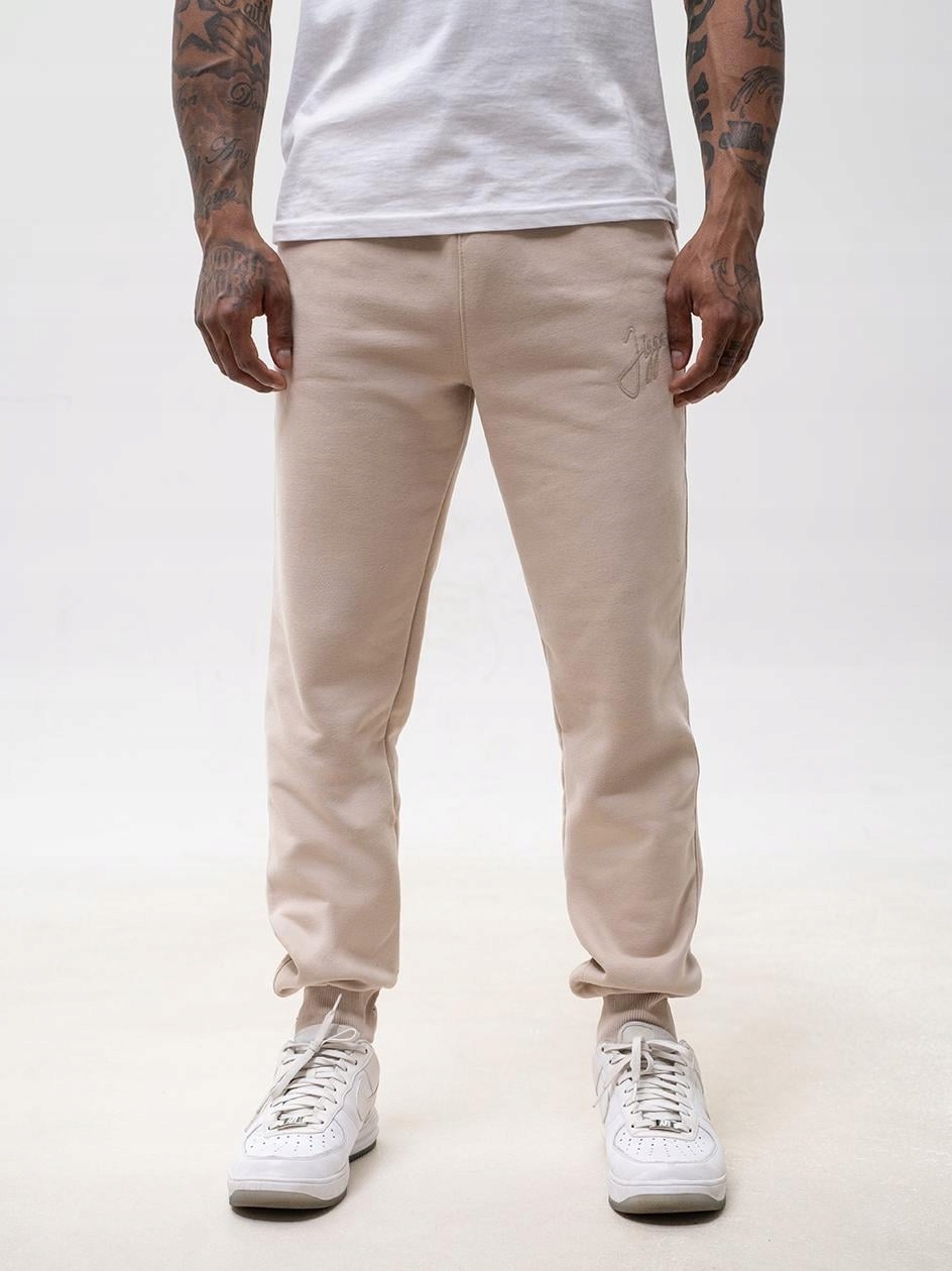 Pánské Bavlněné Tepláky Na Gumičce Béžové Jigga Wear Malý Tag XXL