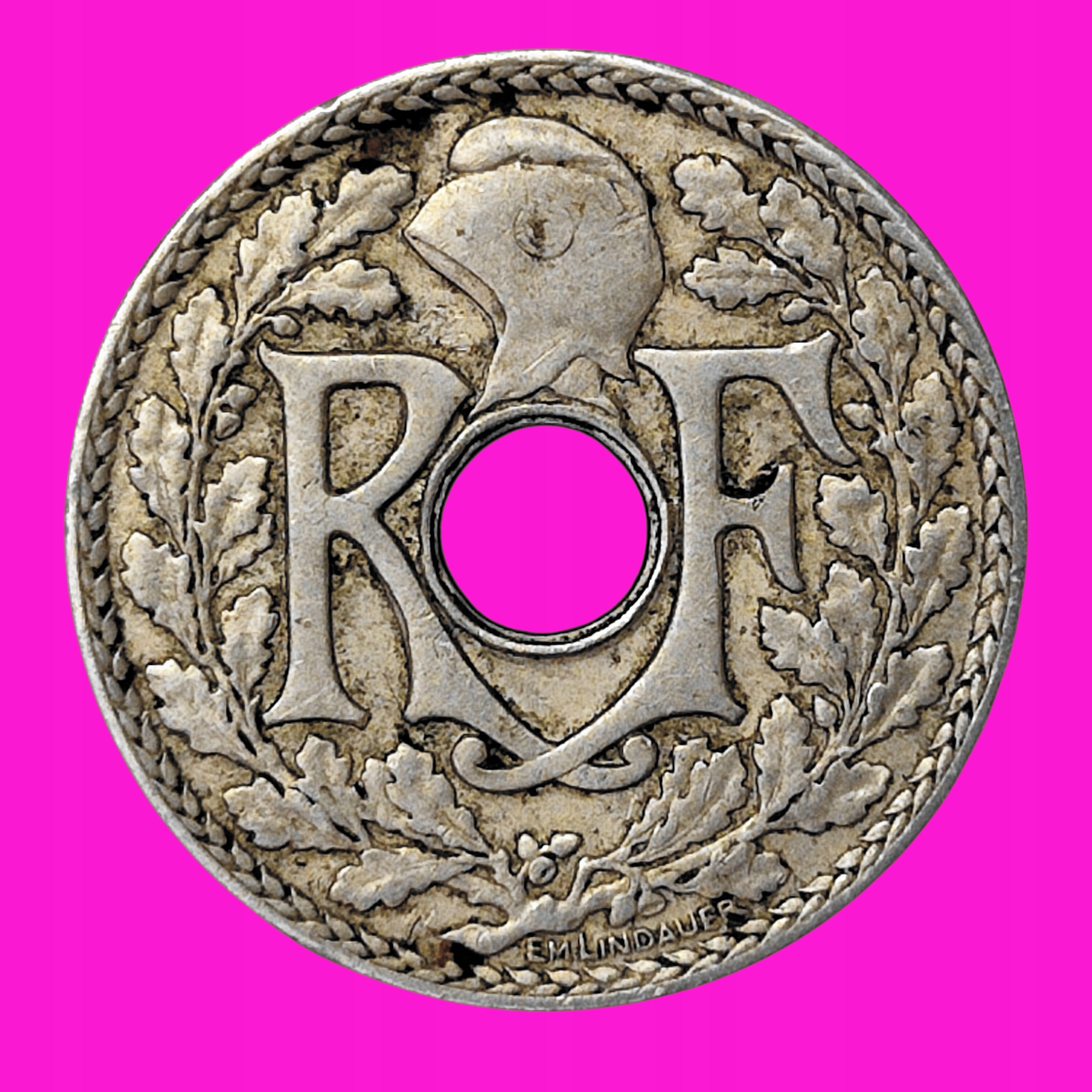 FRANCJA 10 CENTIMES 1935 LINDAUER Z OTWOREM KOLEKCJONERSKI KLASYK RZADKA
