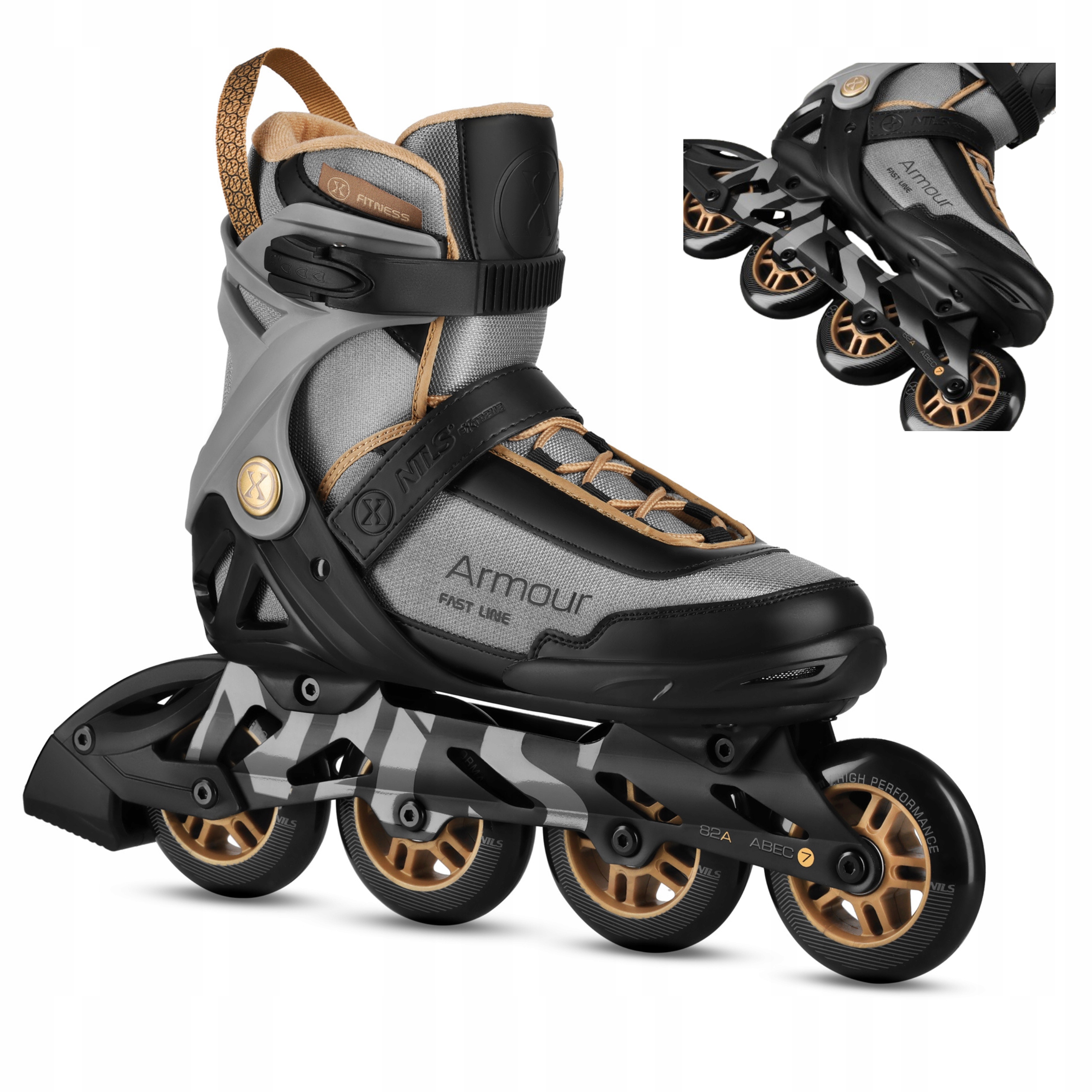 Brusle 2v1 šedé 82A profilovaná fitness vložka 44 Nils Extreme