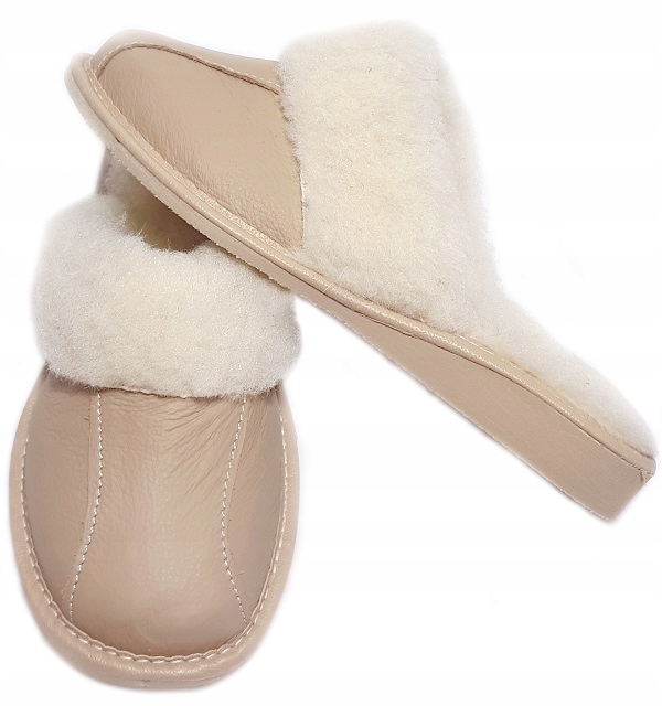 Kapcie Ciepłe Skóra Wełna Pantofle Góralskie *37*