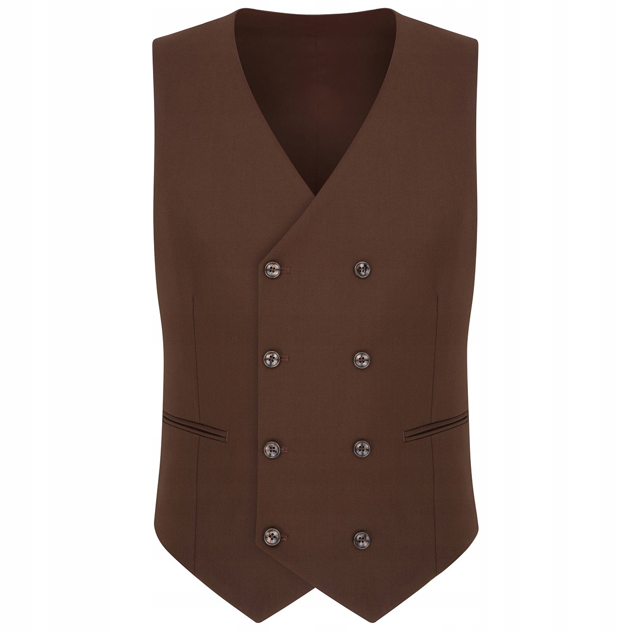 Pánská dvouřadá vesta hnědé barvy Sim Fit Pako Lorente vel 50