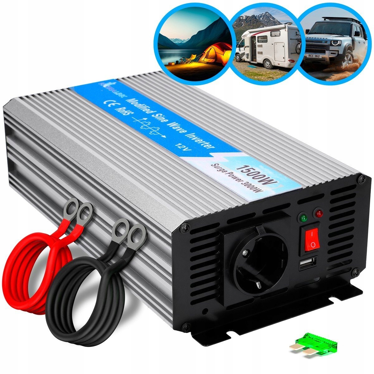 Extralink OPIP-1500W Menič napätia automobilový 12V, 1500W čistý