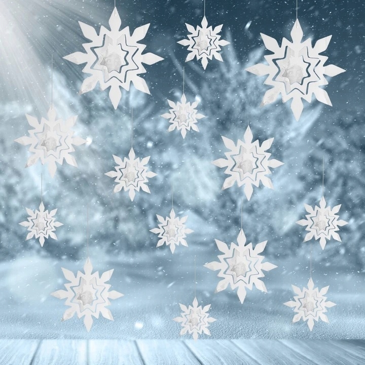 

Dekoracja świąteczna płatki śniegu srebrne 14 szt