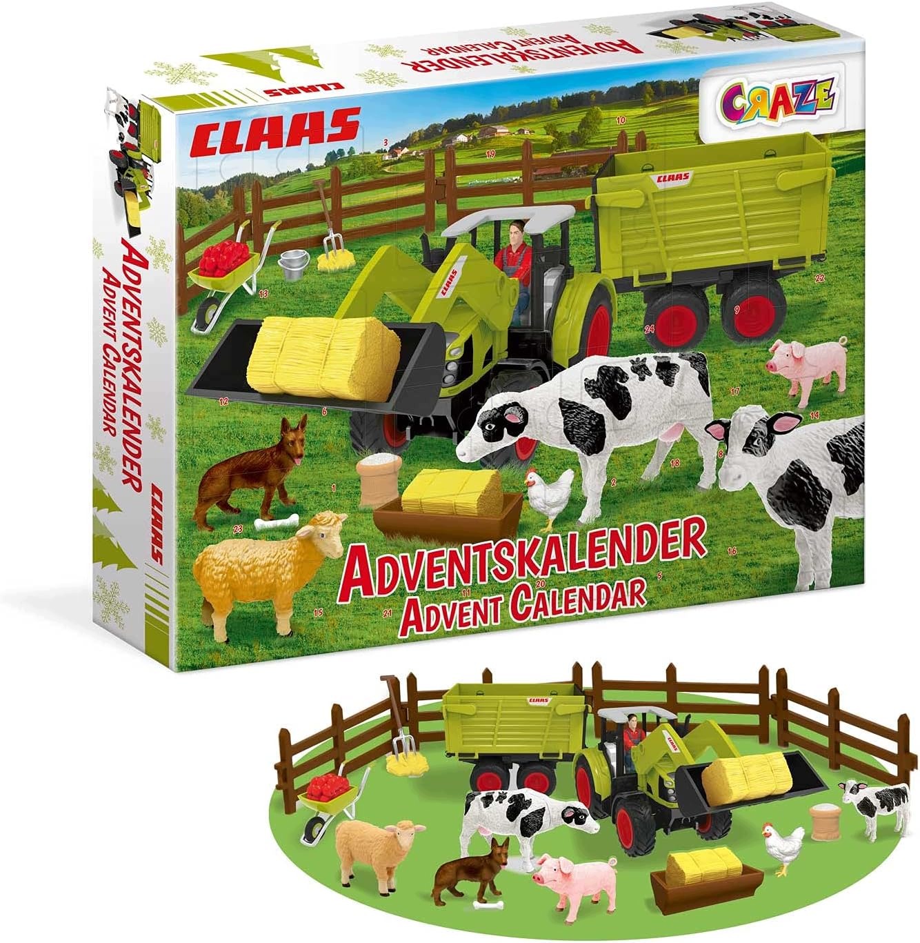 Адвент-календарь Craze CLAAS Ферма, 24 сюрприза: фигурки, трактор и аксессуары — фото 3