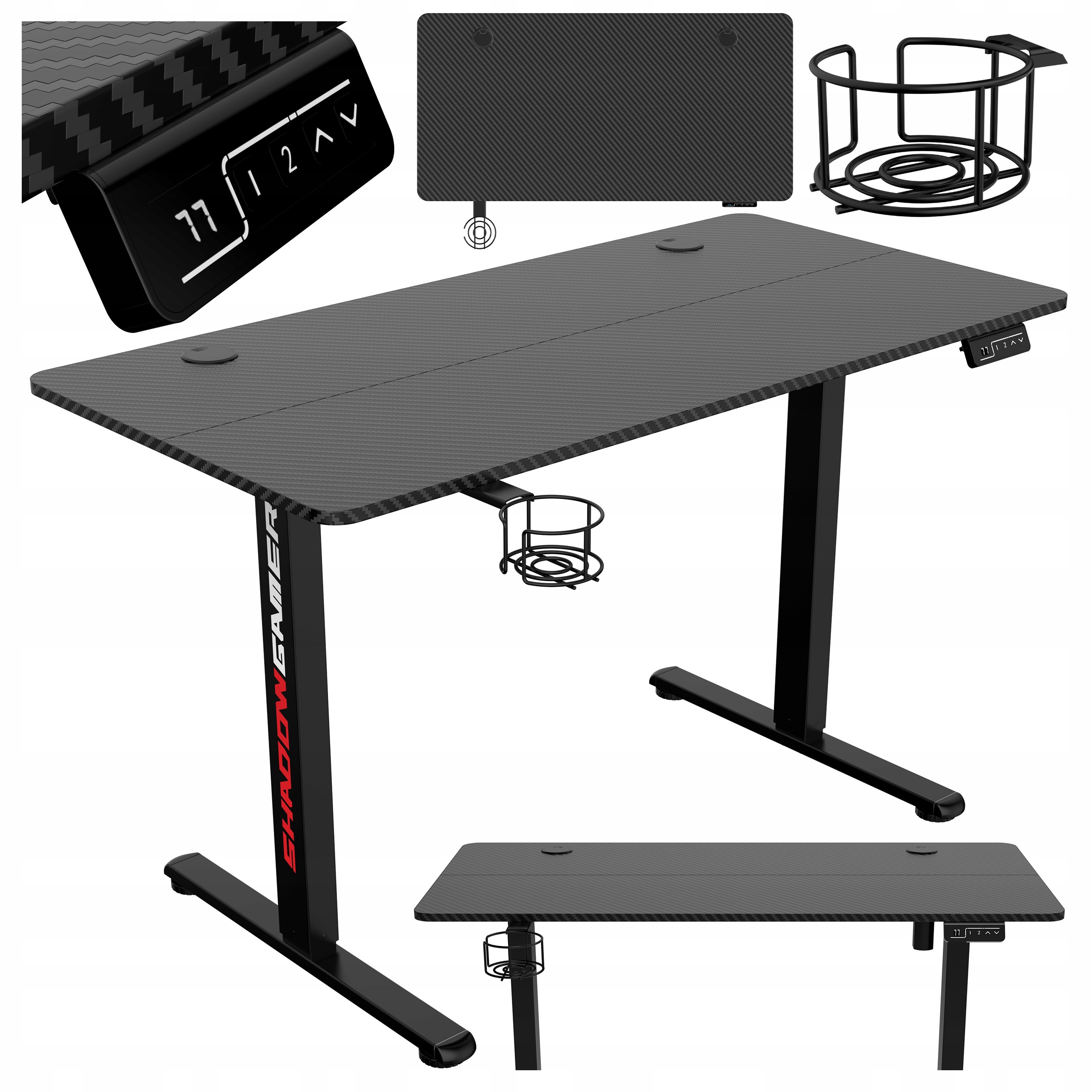 Biurko Gamingowe Elektryczne Shadow Gamer Czarne 120 CM Do Gry Warsztatowe
