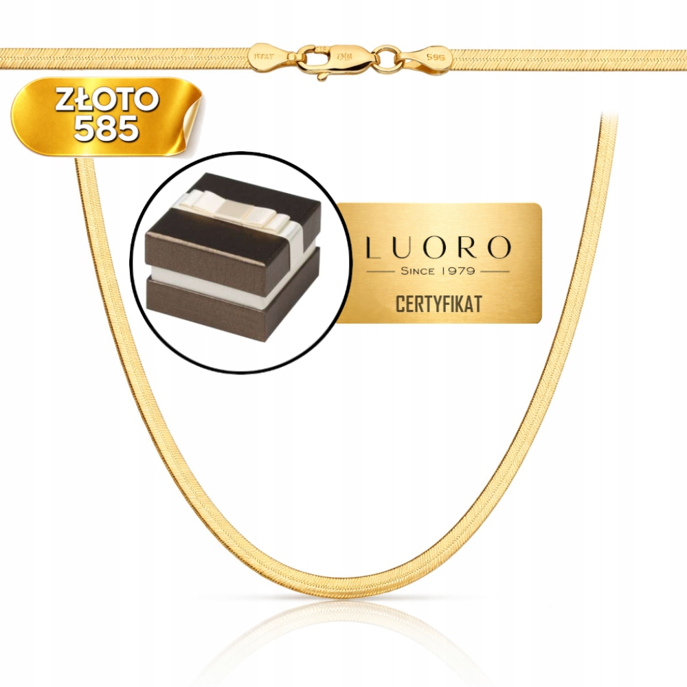 Řetízek Zlatý 585 14K Vazba Páska 40 CM 3 MM Elegantní Prestižní