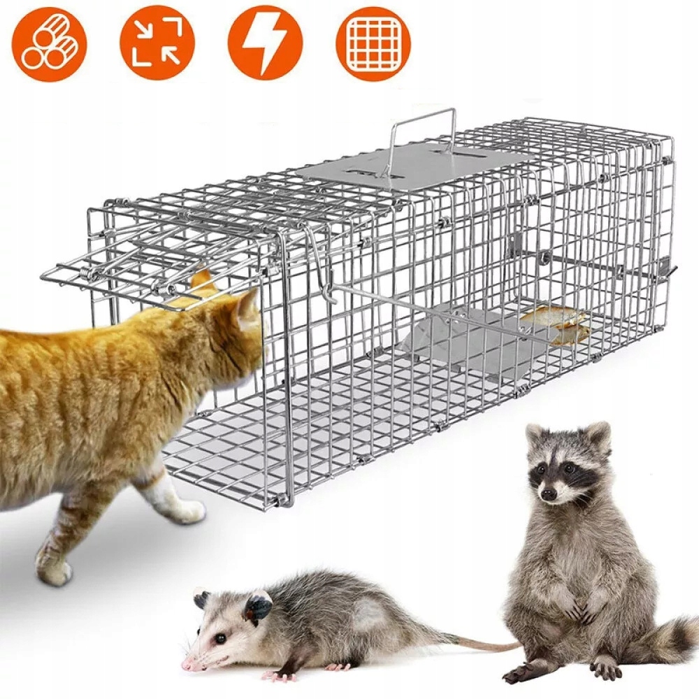 Żywołapka Humanitarna Metalowa Pułapka Na Kuny Łasice Kot Łapka Klatka 60cm