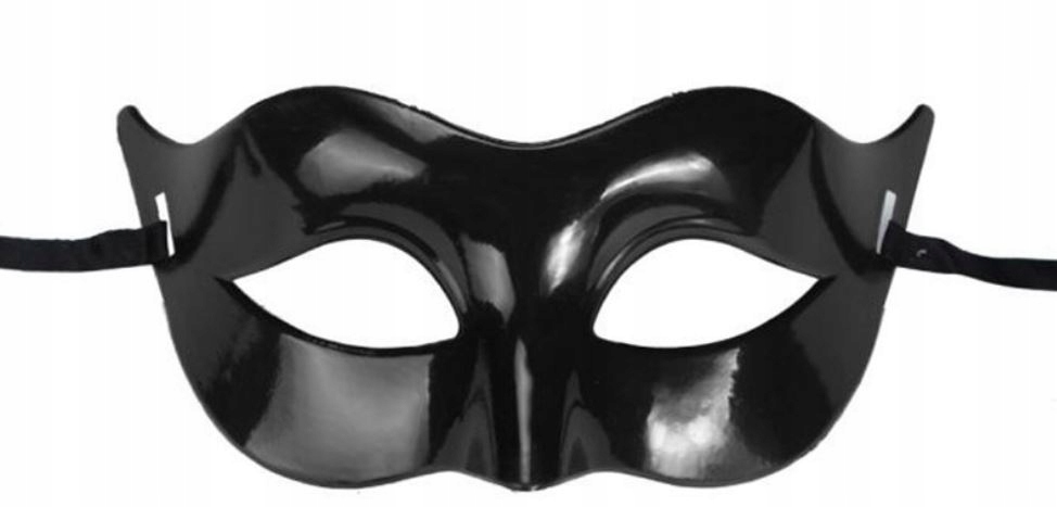 Czarna Wenecka Męska Maska Przebranie Bal Karnawałowy Sylwester P1