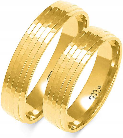 Svatební snubní prsten zdobený zlatem 585, velikost 8 9 10, jedinečný vzor gravírování 14kt