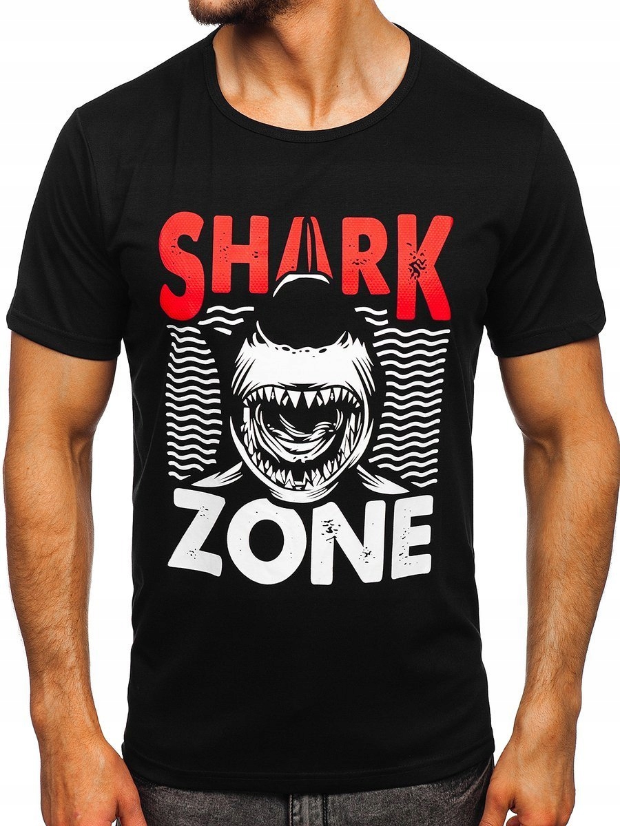 

T-shirt Męski Z Nadrukiem Czarny KS2652 Denley_m