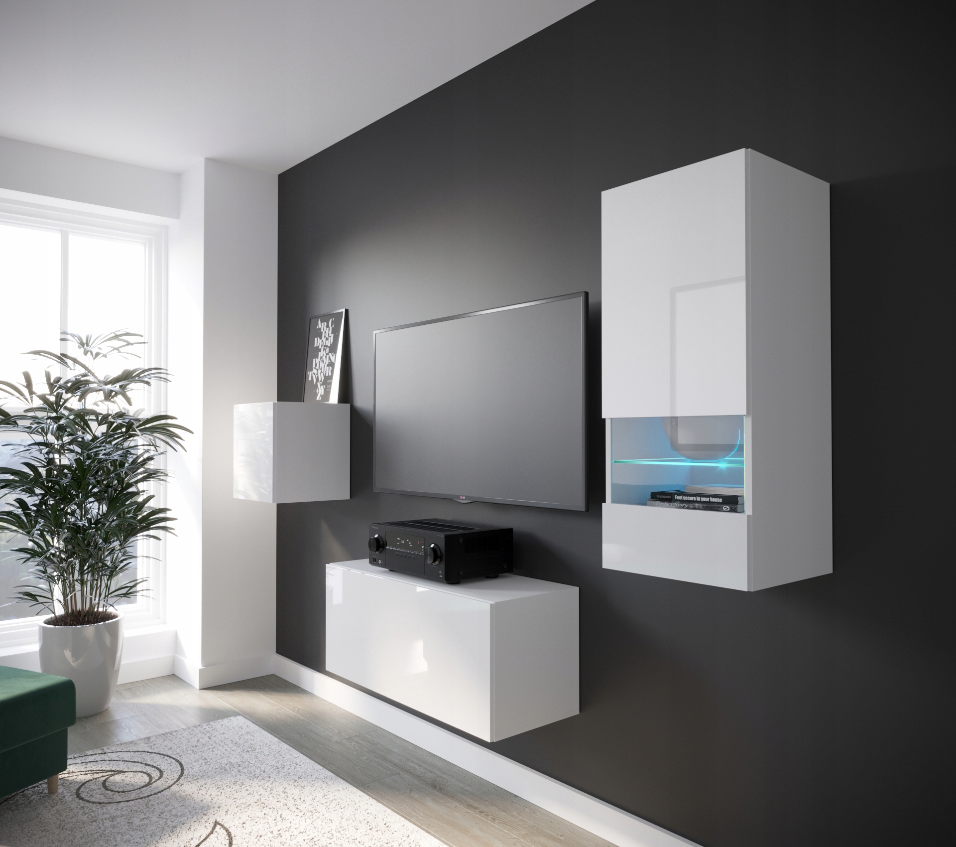 Nábytková Stěna Malá Rtv skříňka Bílý Lesk FMB31