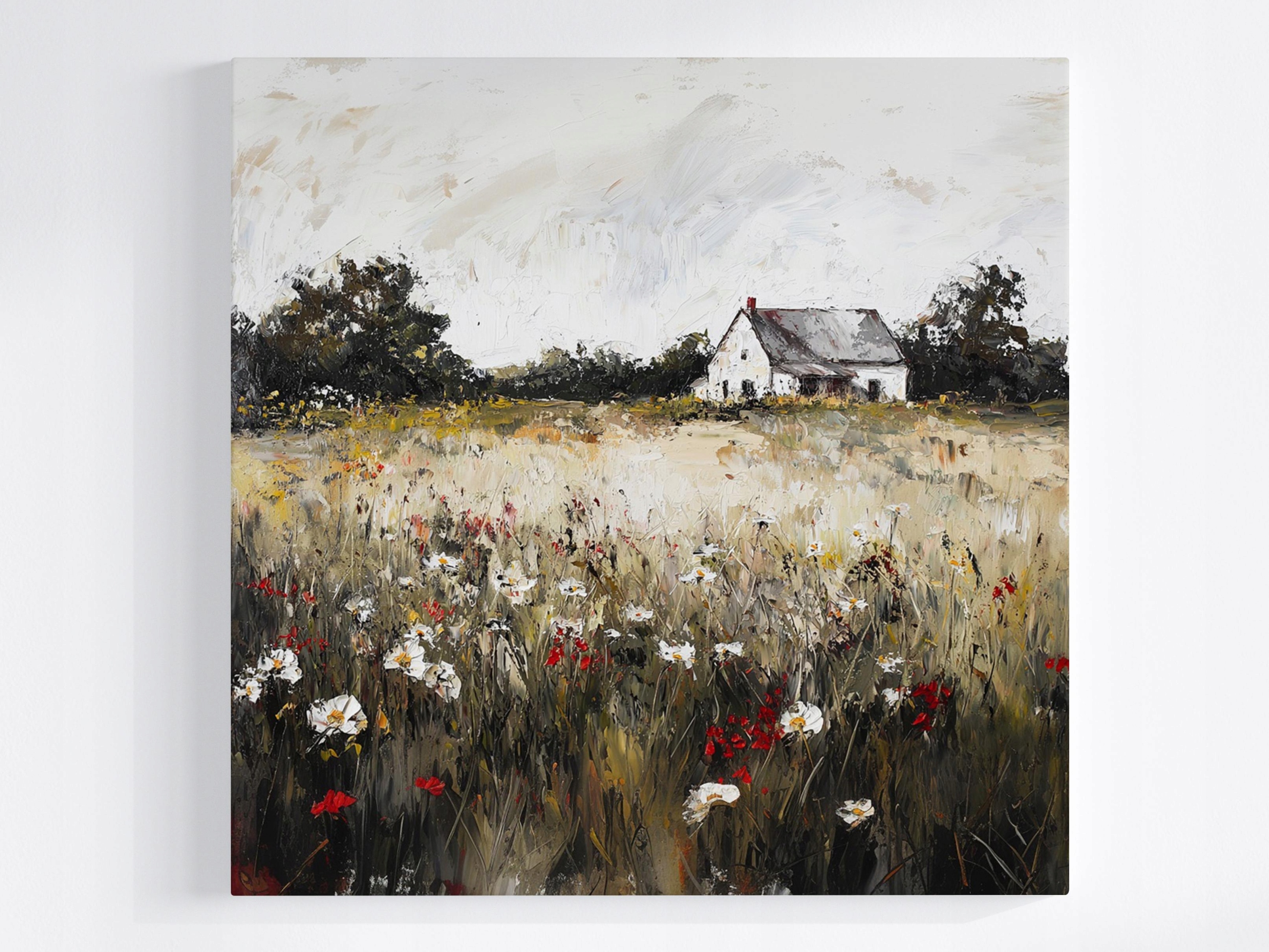 Obraz Na Plátně Canvas Krajina Vesnice Polsko Dům Louka Květiny Příroda 80x80