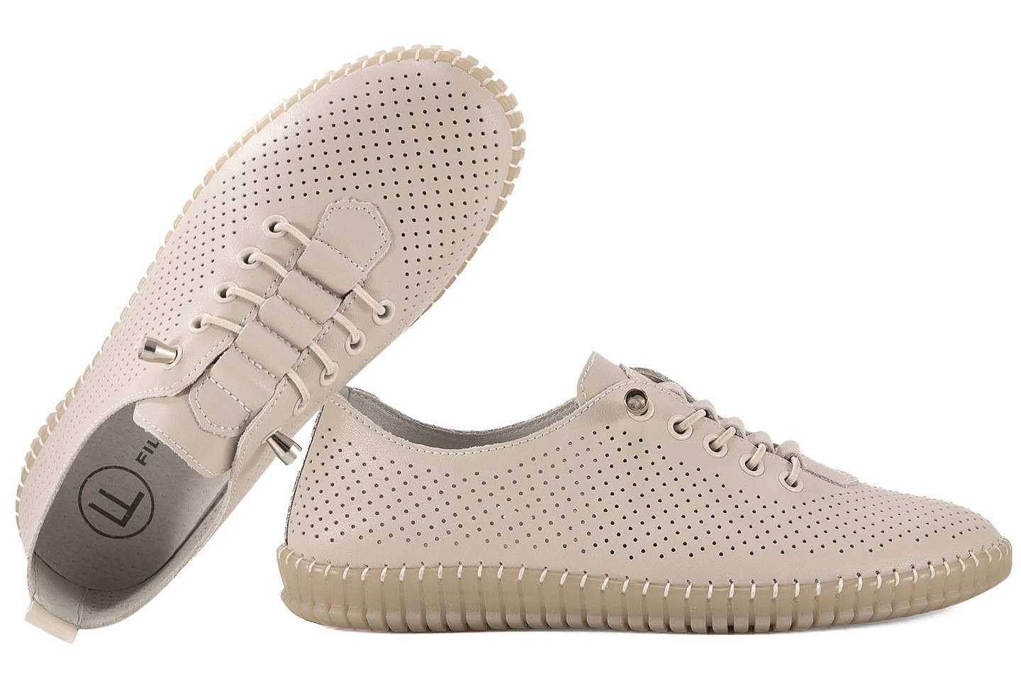 Filippo DP6140 Dámské Ažurové Polobotky Kožené Tenisky béžové 38