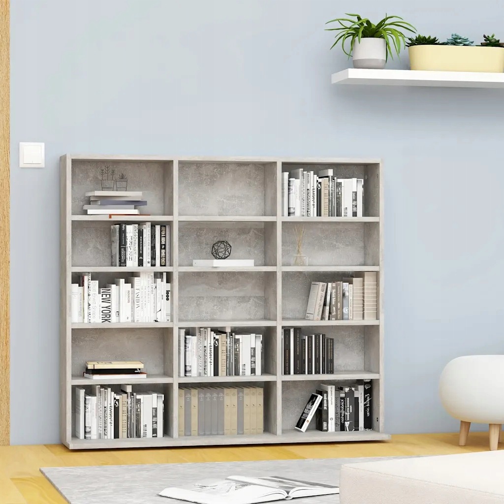 vidaXL Szafka na płyty CD, szarość betonu, 102 x 23 x 89,5 cm