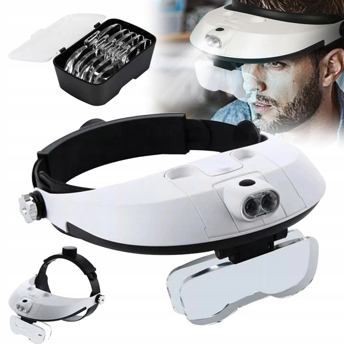 LUPA NA GŁOWĘ OKULARY LUPA NAGŁOWNA LED 6X