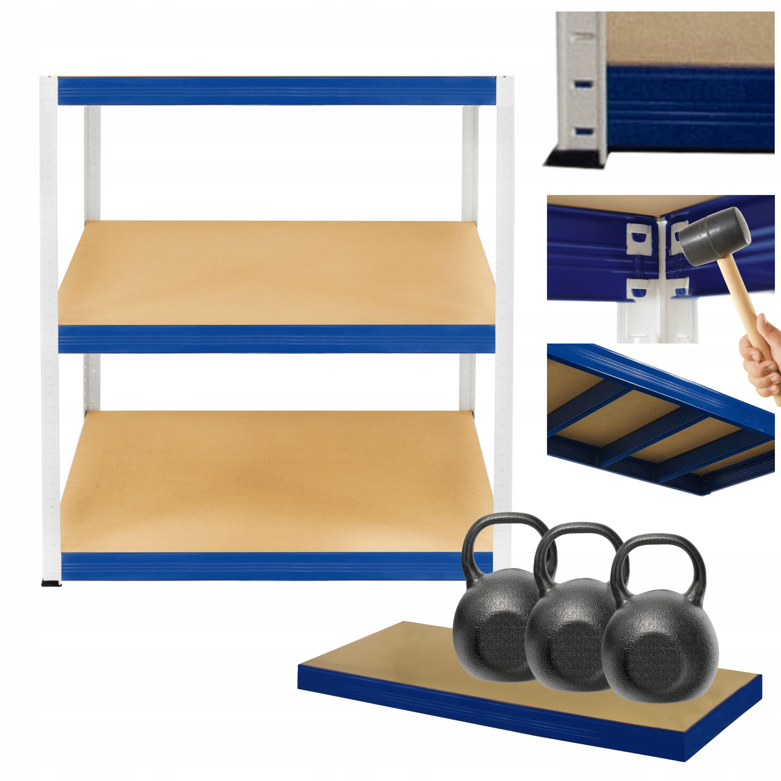 Kovový skladový regál Helios 90x120x40 cm 3Px350 kg Pevný