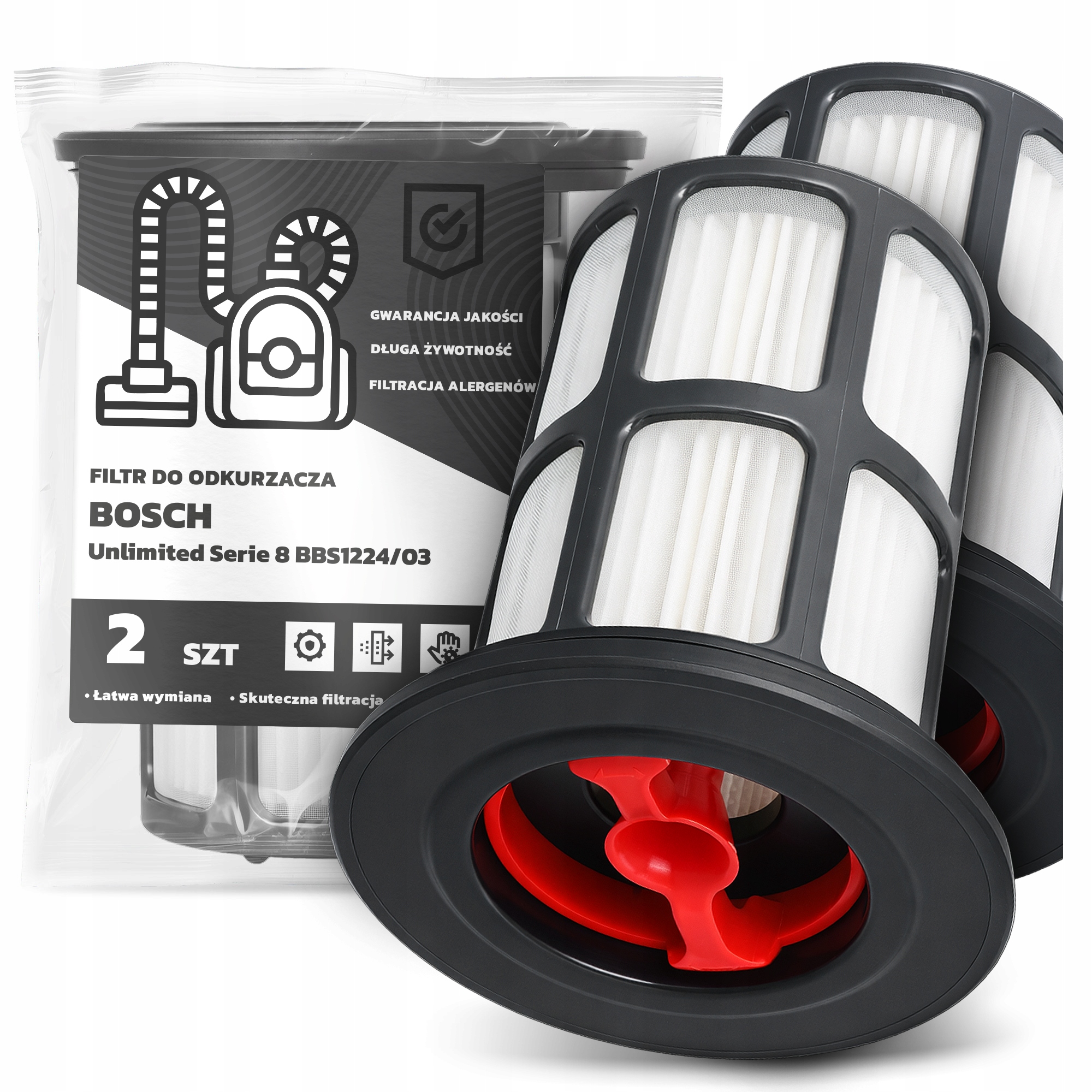 2x Filtr Pro Vysavač Bosch Unlimited Serie 8 BBS1224/03 Hepa Filtry Em-w