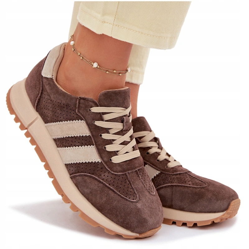 Dámské Tenisky Z Přírodního Semiše, Módní, Hnědé, Velikost 37