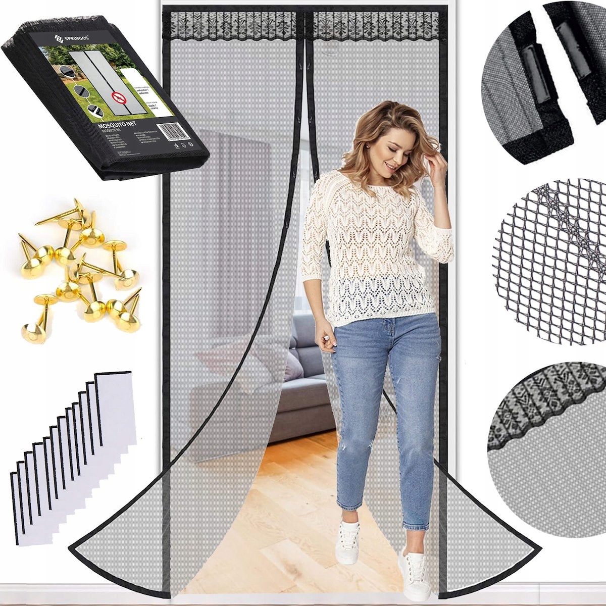 MOSKITIERA NA DRZWI BALKONOWE TARASOWE MAGNETYCZNA SIATKA 100x210cm MOCNA Rodzaj do drzwi