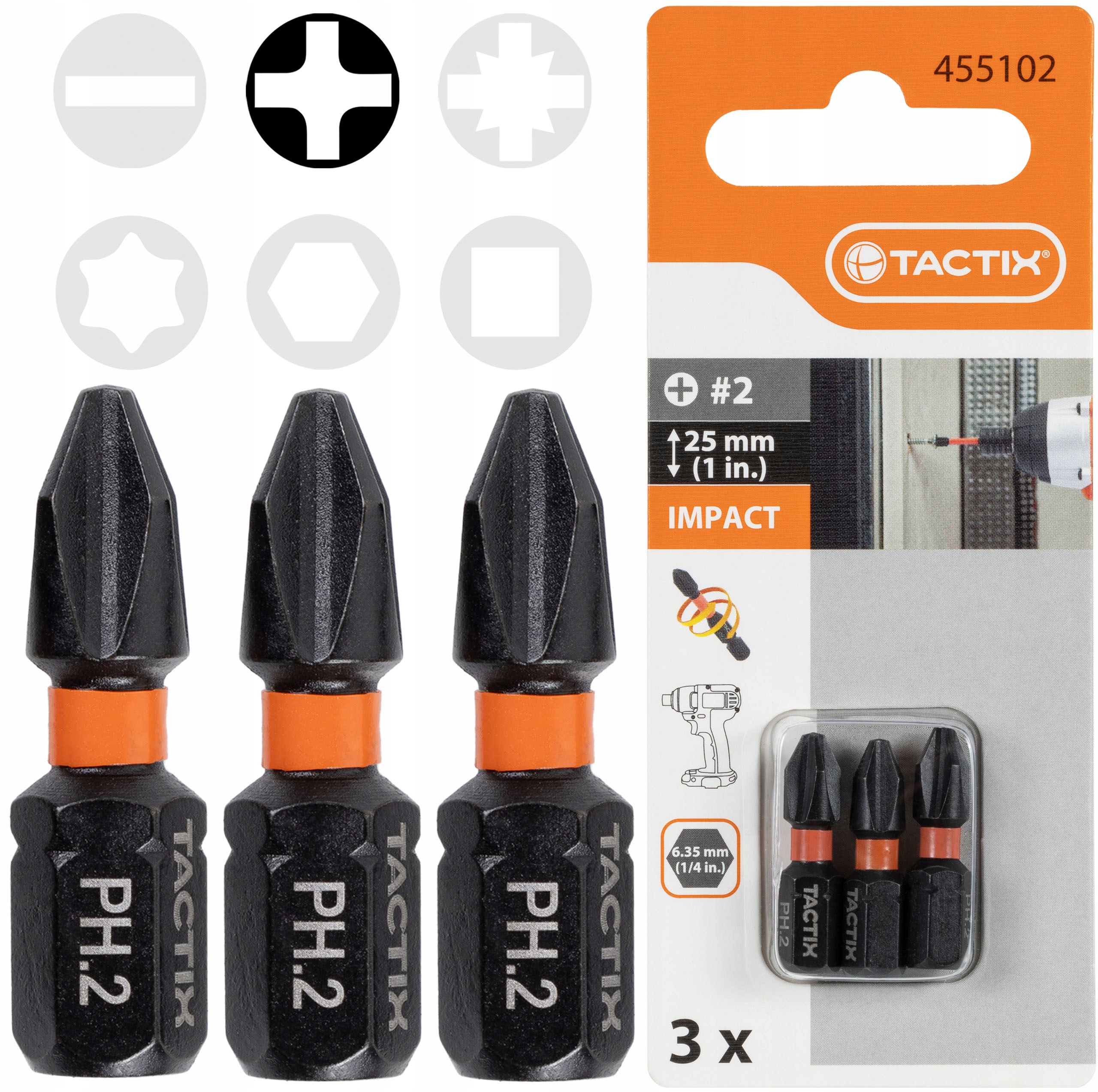 

Bity Udarowe Impact 25MM końcówka PH2 Tactix 3el