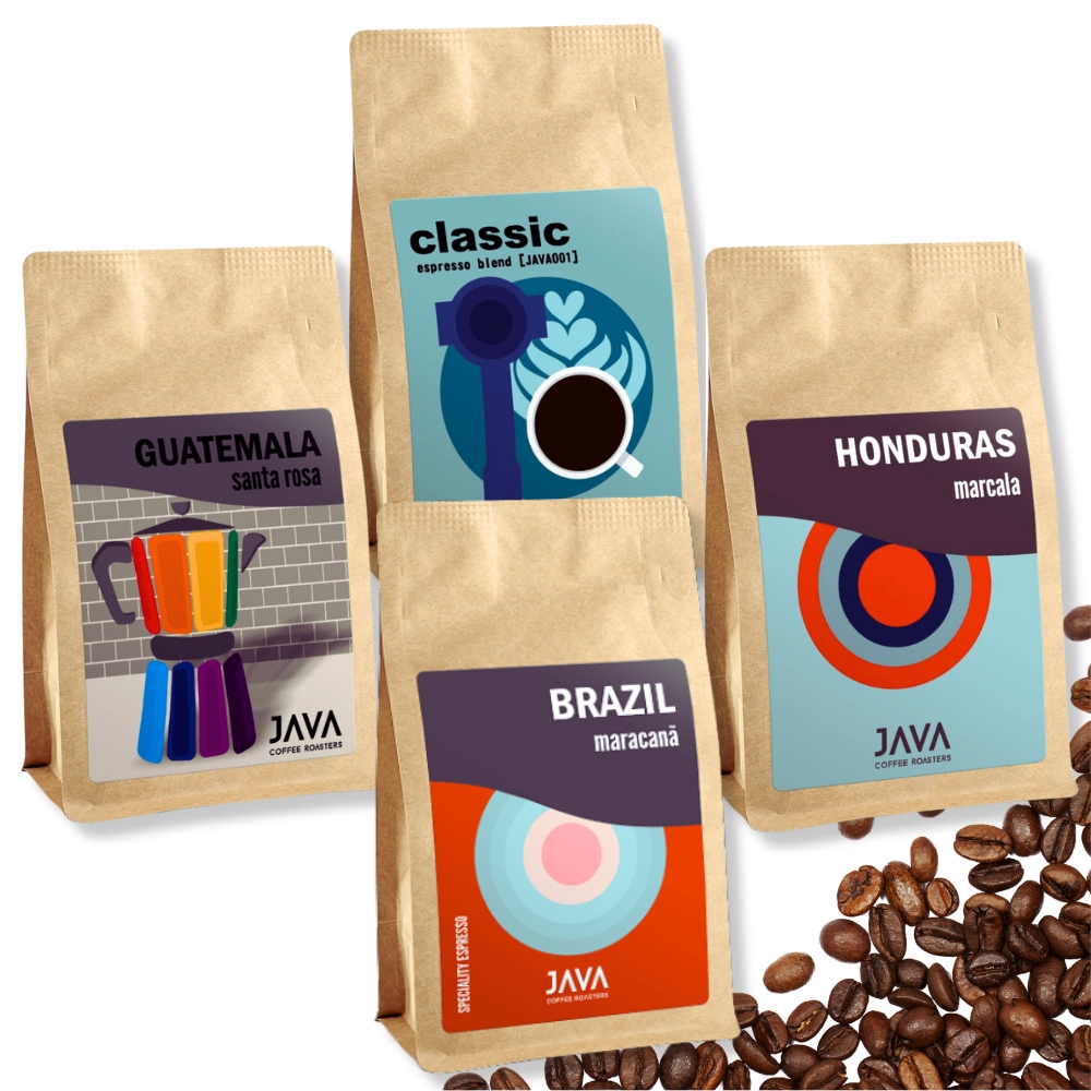 Levně Sada zrnkové kávy 4x250g – nejprodávanější espresso, ideální jako dárek