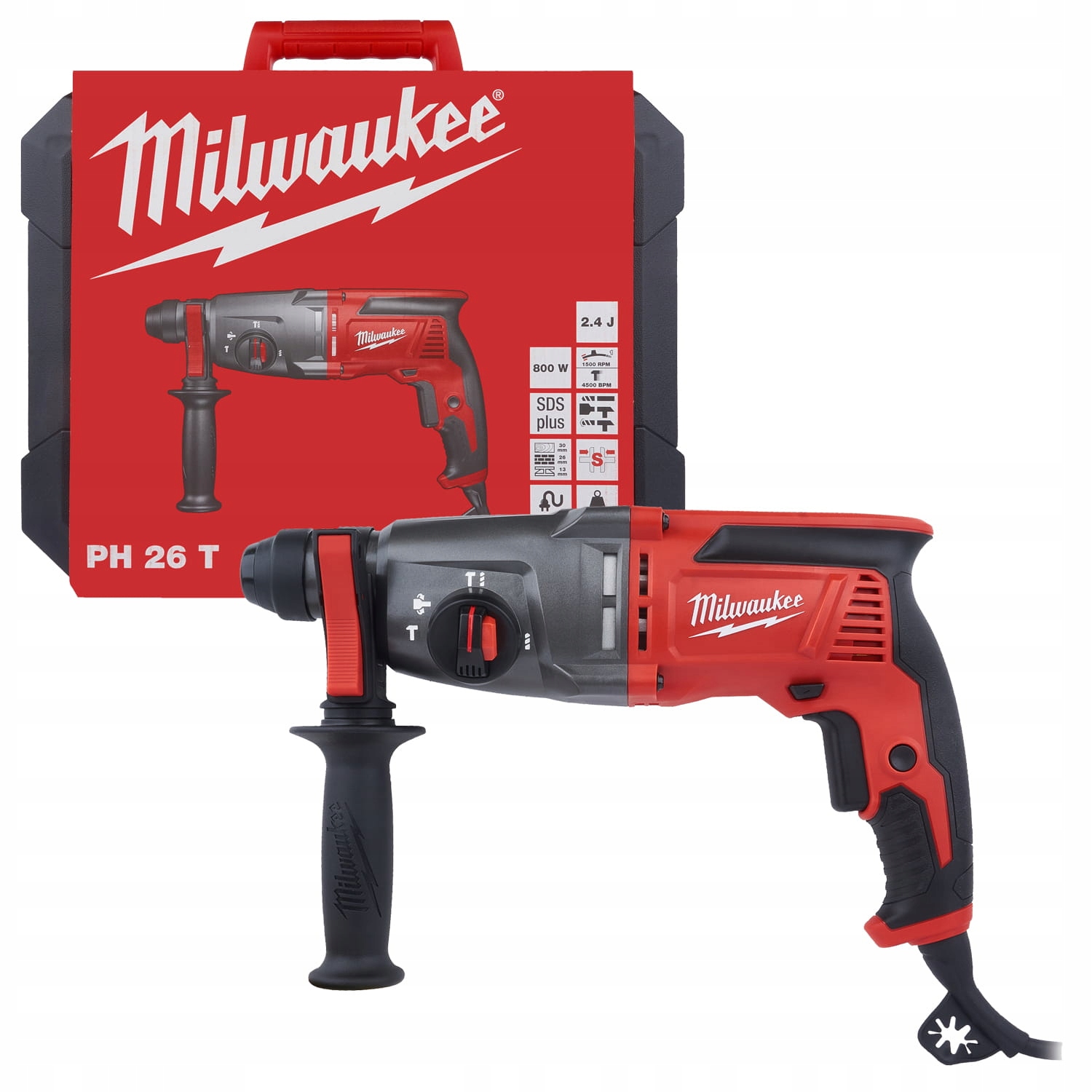 Młotowiertarka Milwaukee PH26T 800W 2,4J SDS-Plus 4933464580 Walizka