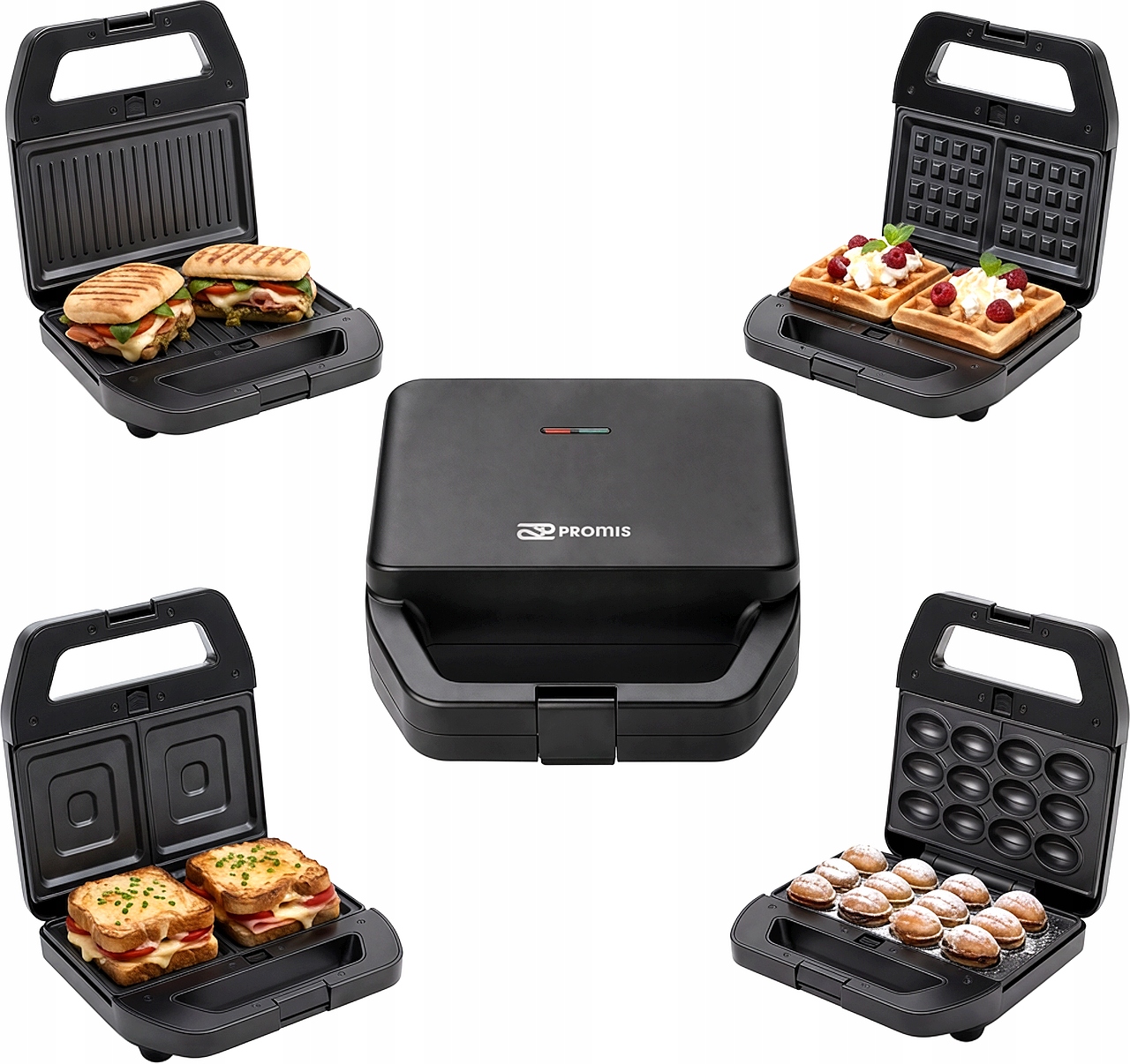 Opiekacz 4w1 Wymienne Płyty Sandwich Tosty Gofry Grill Orzeszki 1500 W