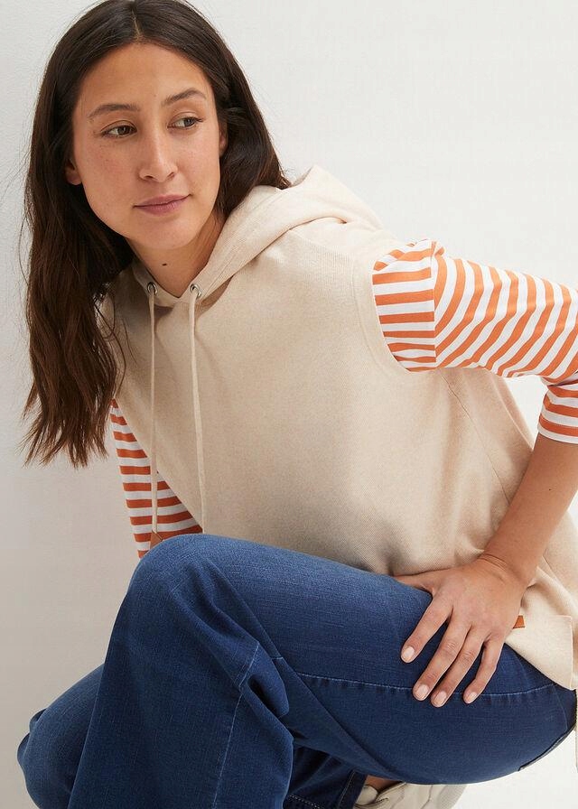 KAMIZELKA Z KAPTUREM BONPRIX 40 Wzór dominujący bez wzoru