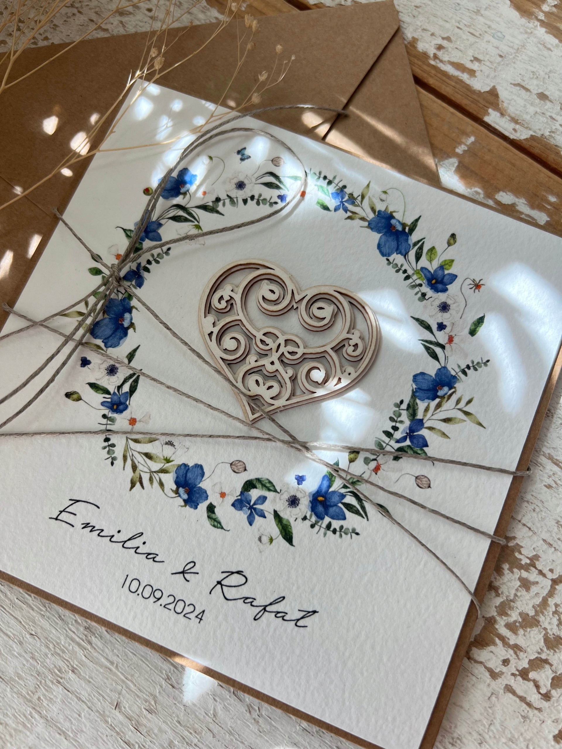 Přání na svatba svatební ručně vyrobené s boho personalizací