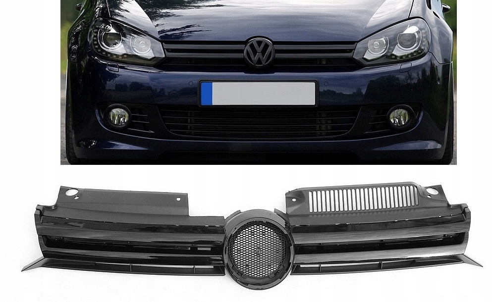 Atrapa Grill Přední černá lesklá Vw Golf VI MK6 H/b 3-5 Dveře Kombi