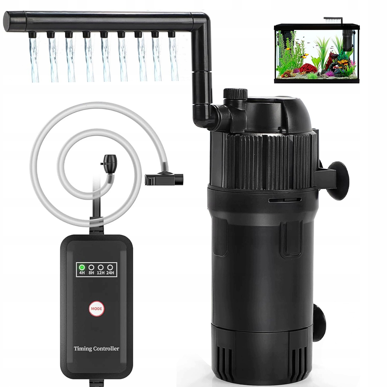 Vnitřní Filtr Pro Akvárium 5V1 400L/H 4W Tichý, Výkonný