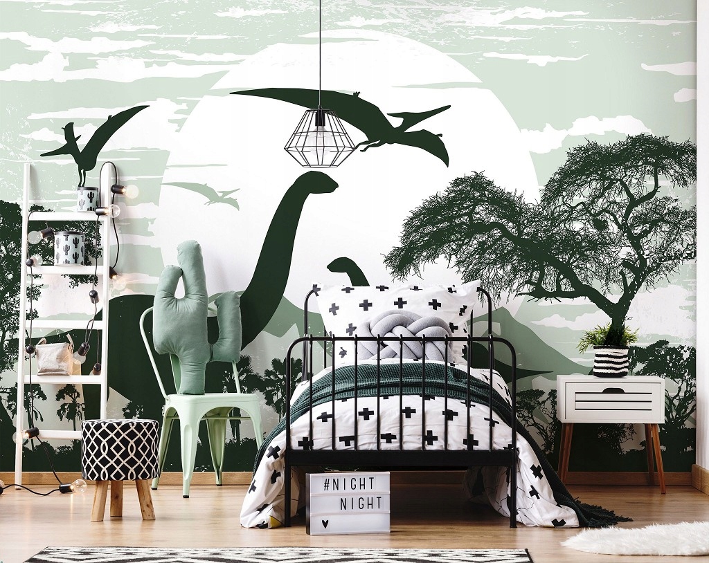 Tapeta Dinosaury Jurský park noc Deň 368x280 do detskej izby lepidlo