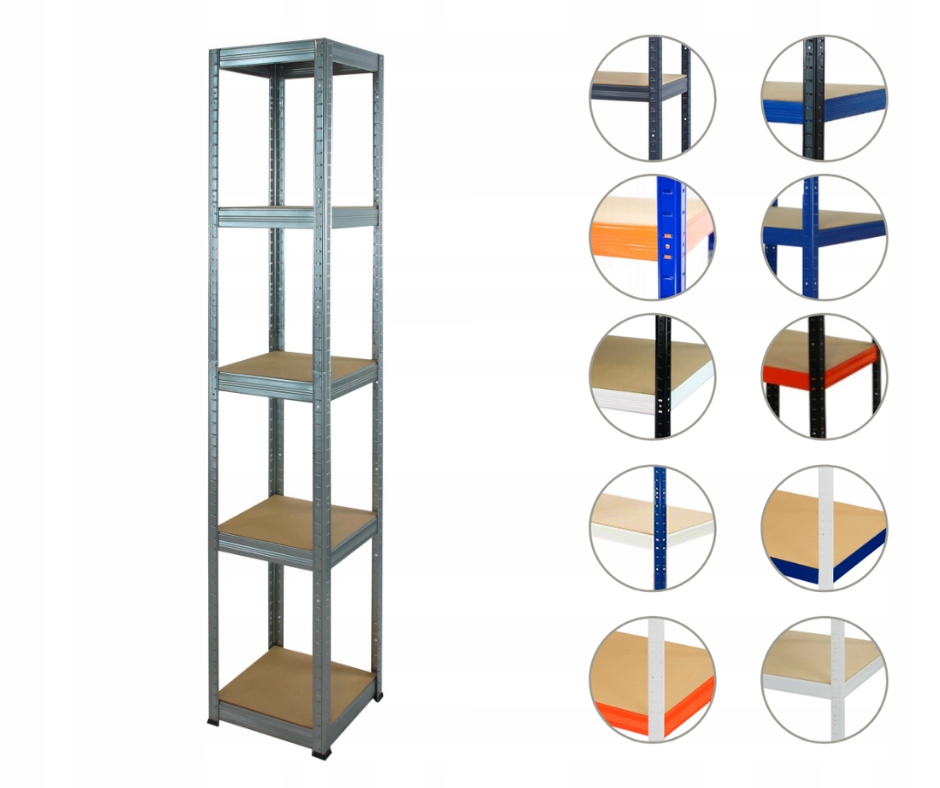 Pozinkovaný skladový regál pozink kovový garážový regál, Helios 196x045x45, 5 polic