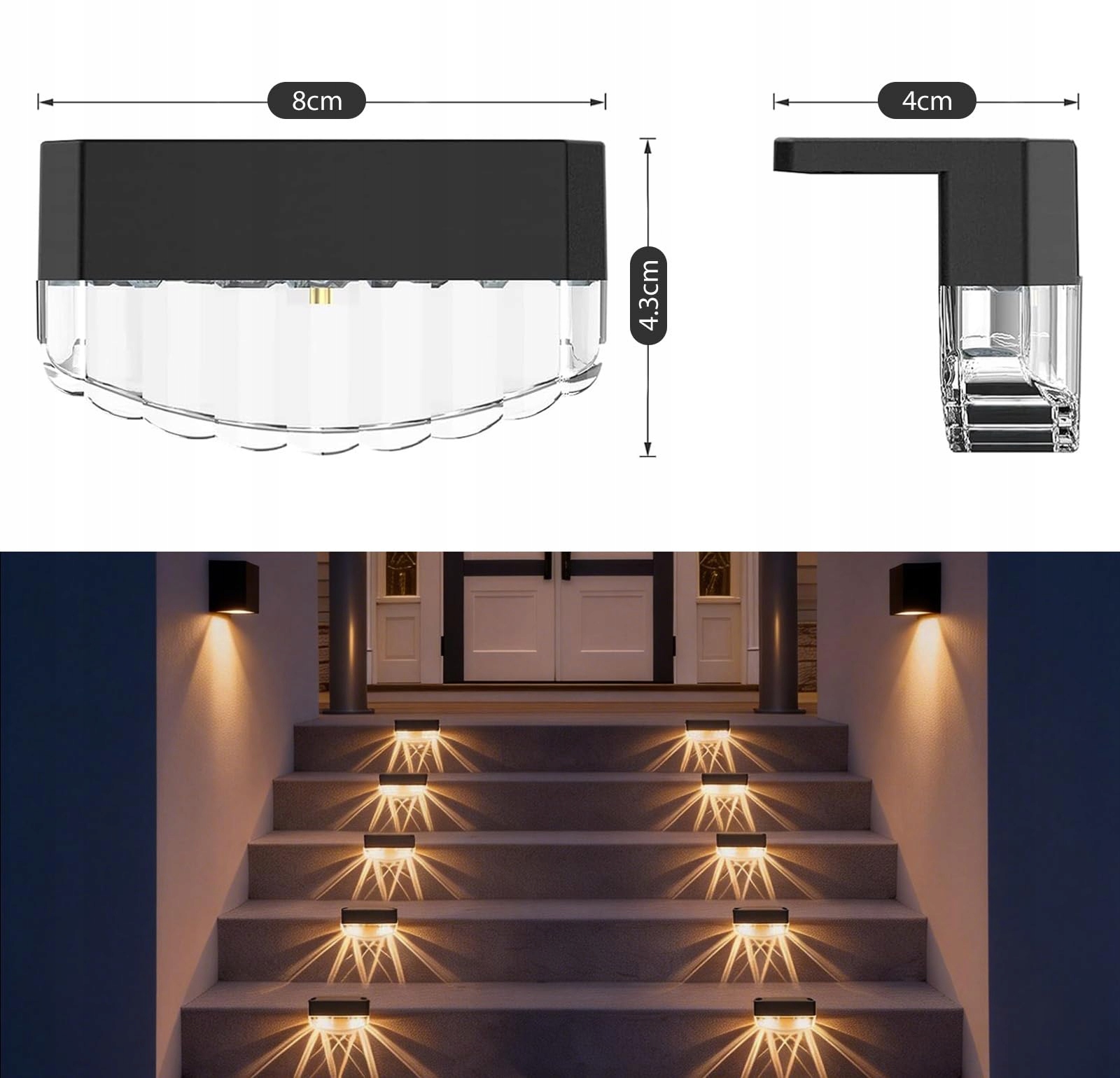 Lampy Solarne Zewnętrzne LED Ciepły Biały Ogrodowe Taras 6 Szt AOUROW — miniatura 5