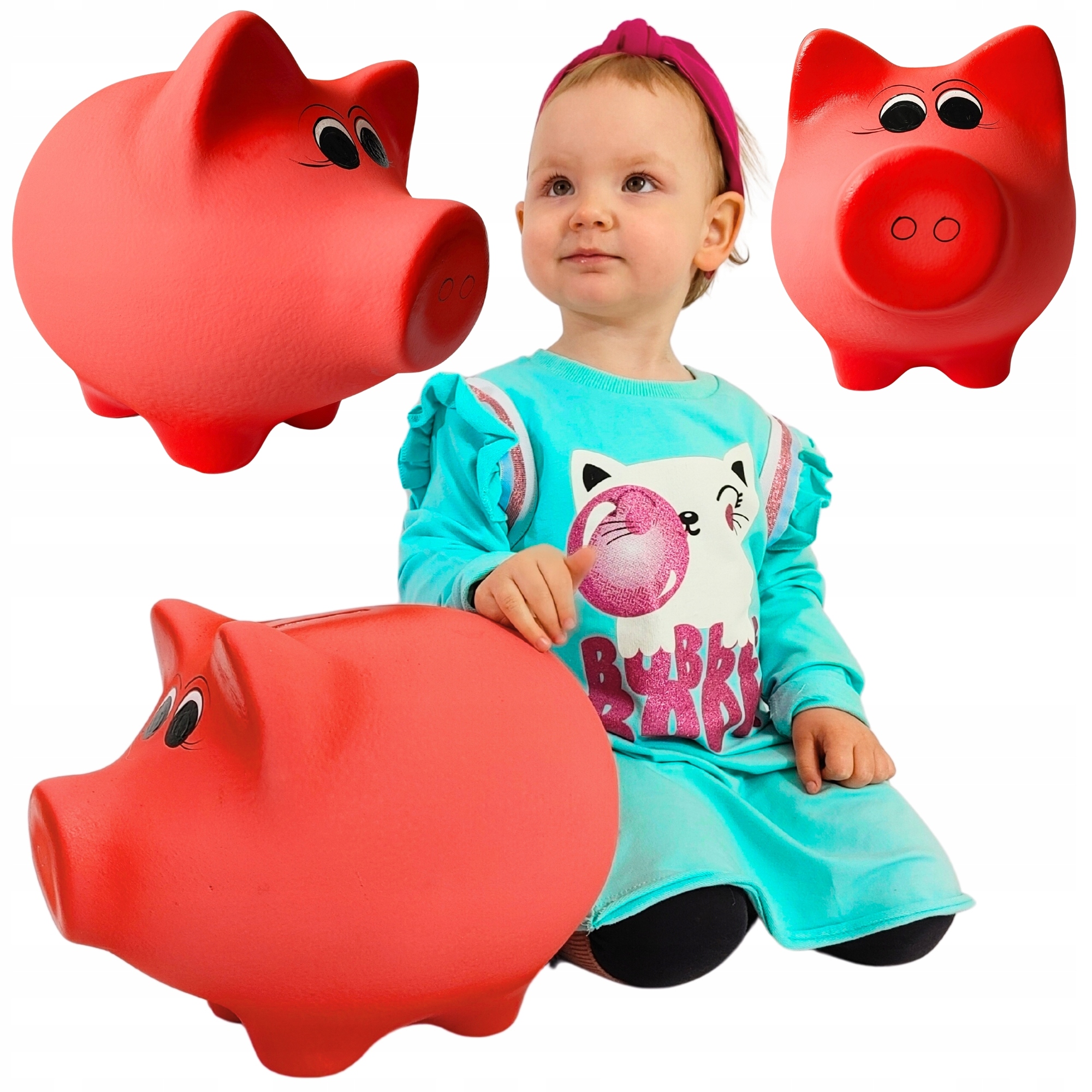 Pokladnička prasátko růžová velká XXL keramická na rozbití prostorná Gigant