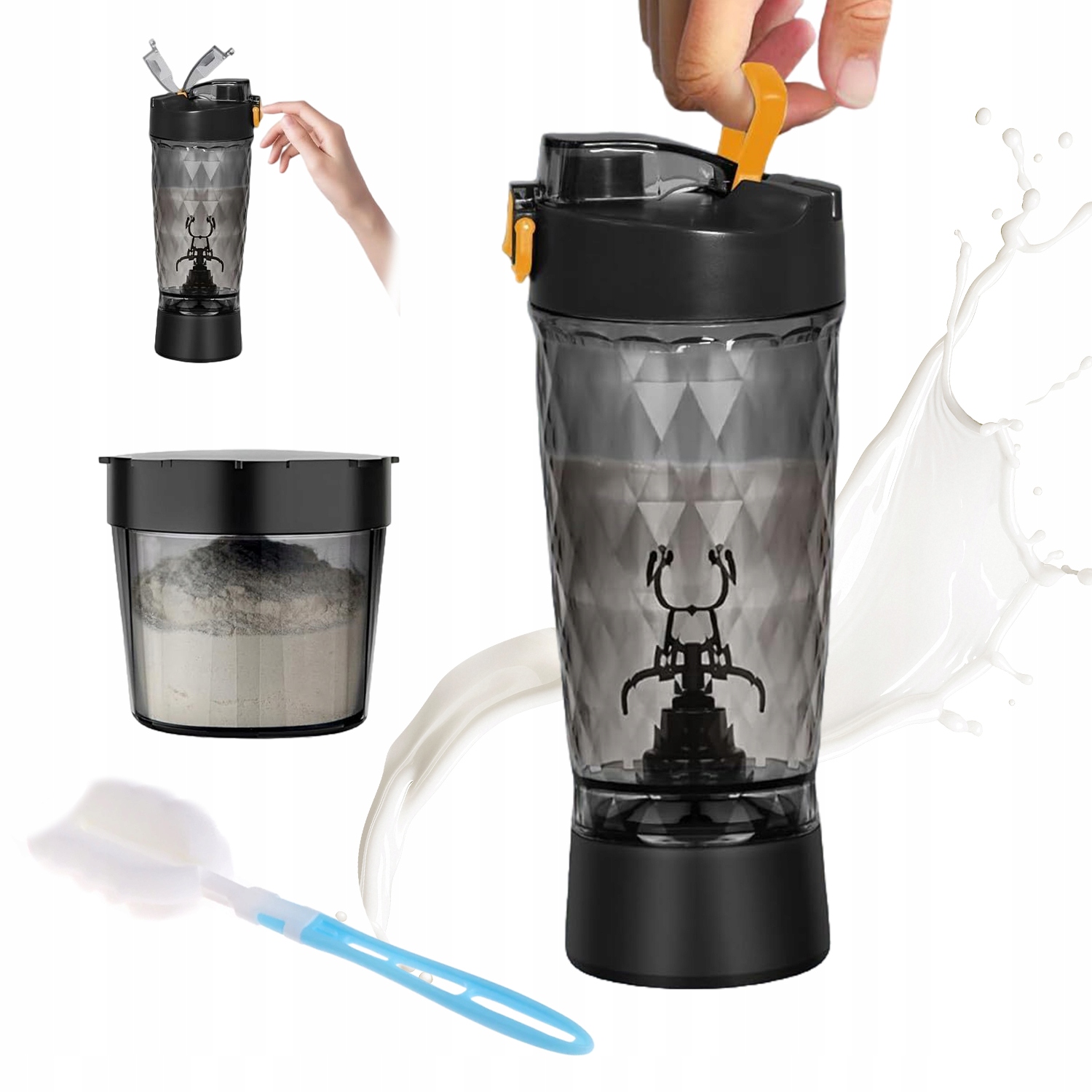 Shaker Elektryczny Do Odżywek Szczelny Butelka Szejker Z Światłem Usb 550ML