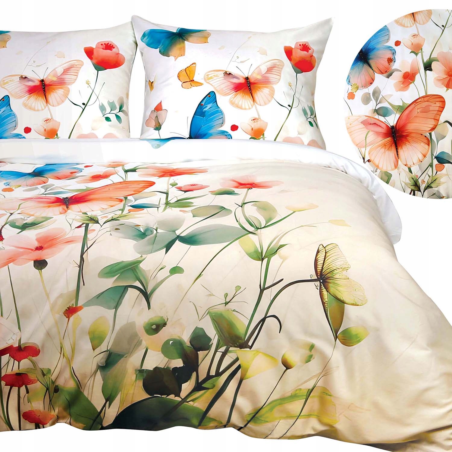 Pościel satynowa satyna bawełniana Satynlove Premium 220x200 Motyle Kwiaty