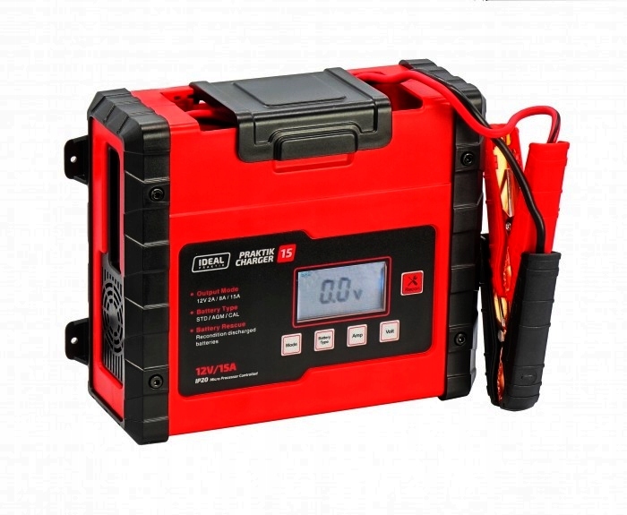 Prostownik AUTOMATYCZNY SAMOCHODOWY DO AKUMULATORÓW NAPRAWA 12V IDEAL 15A Model Praktik Charger 15