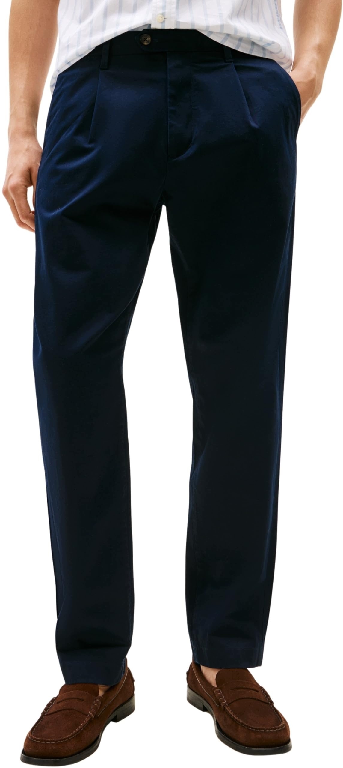 Tommy Hilfiger Tmavě Modré Elegantní Kalhoty Chinos W Kant Bavlna 31/36 7FA