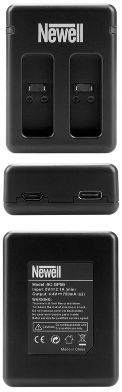 ŁADOWARKA DUAL USB + 2 BATERIE AKUMULATORY do GoPro Hero 5 6 7 Black/Silver Rodzaj zamiennik