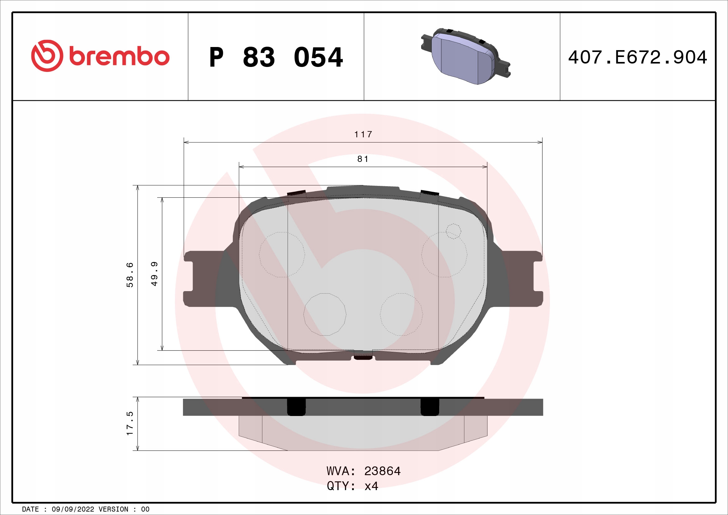 Klocki hamulcowe BREMBO P83054