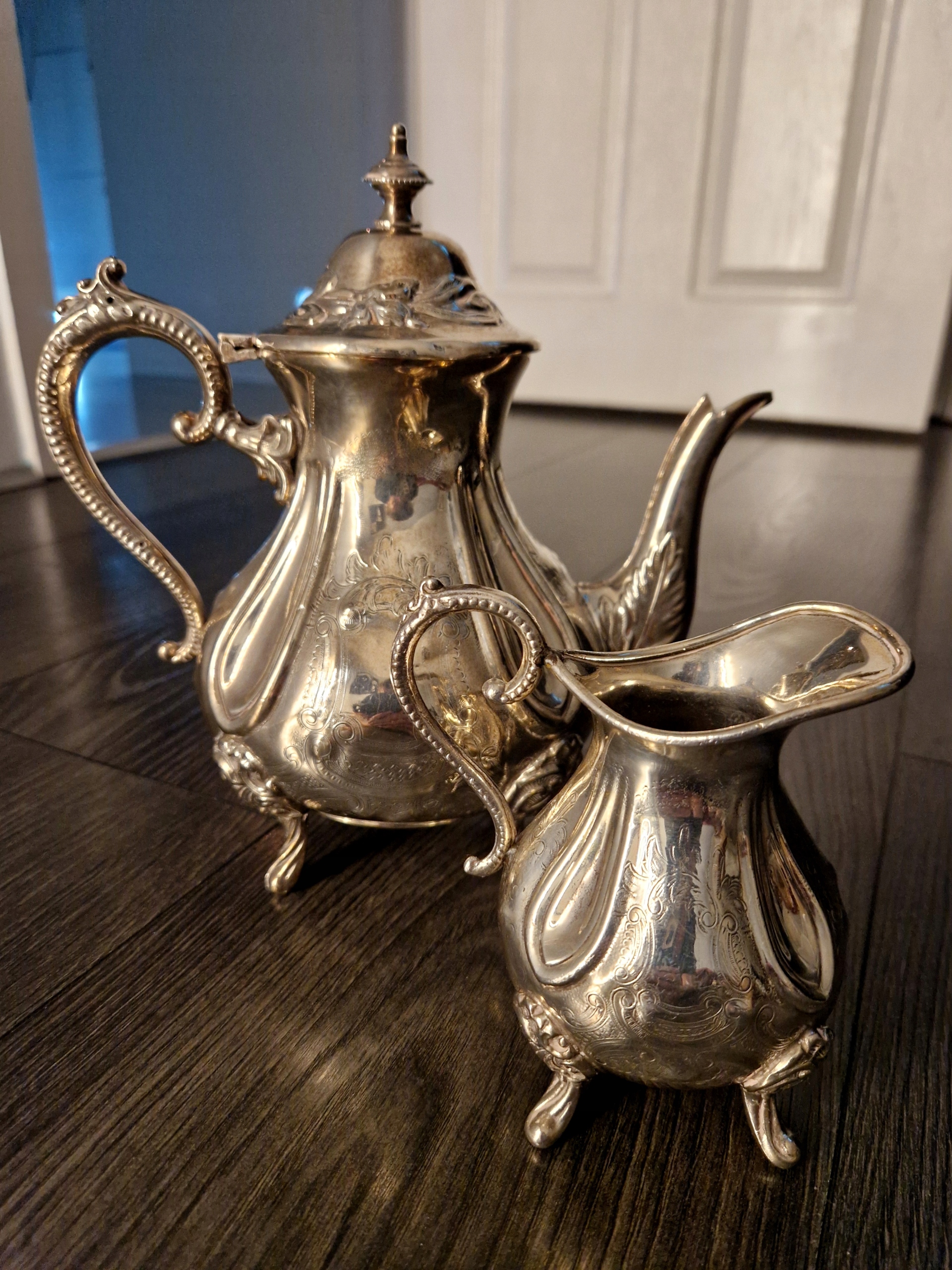 ANGIELSKI POSREBRZANY ZESTAW DO KAWY