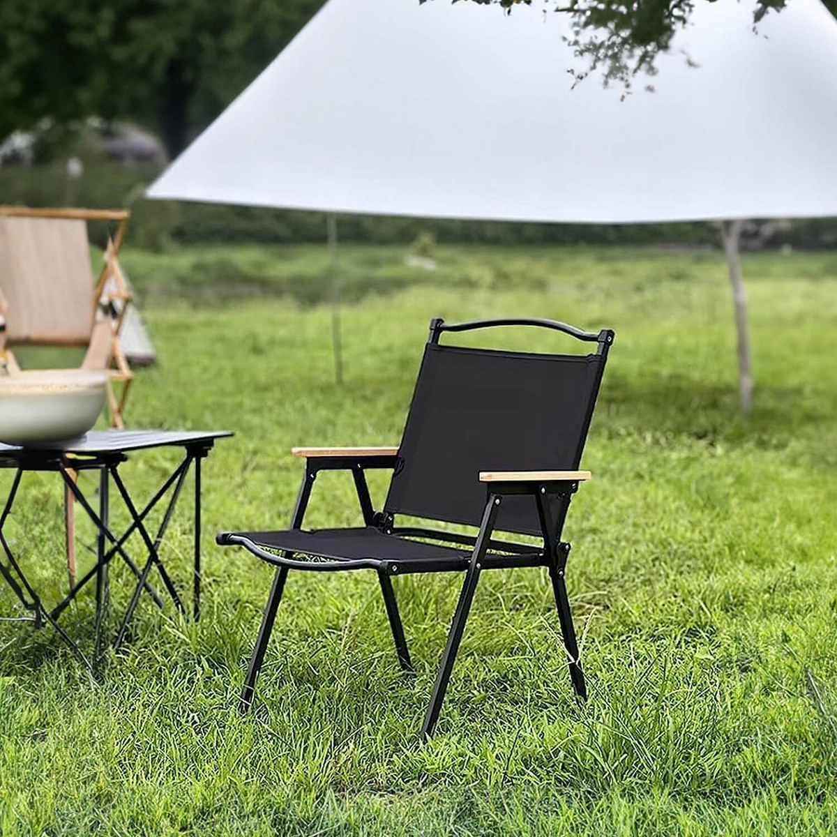 ZESTAW 2szt KRZESŁA WĘDKARSKIE SKŁADANE KRZESEŁKO TURYSTYCZNE KEMPINGOWE Kolor dominujący czarny