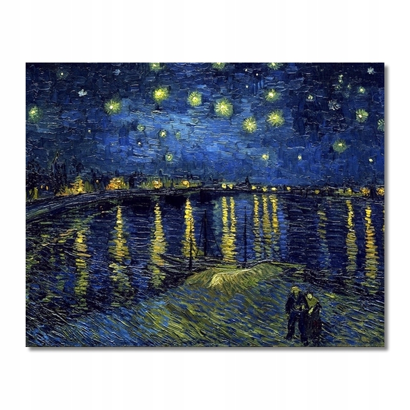 Obraz Gwiaździsta Noc Nad Rodanem reprodukcja na płótnie pomysł