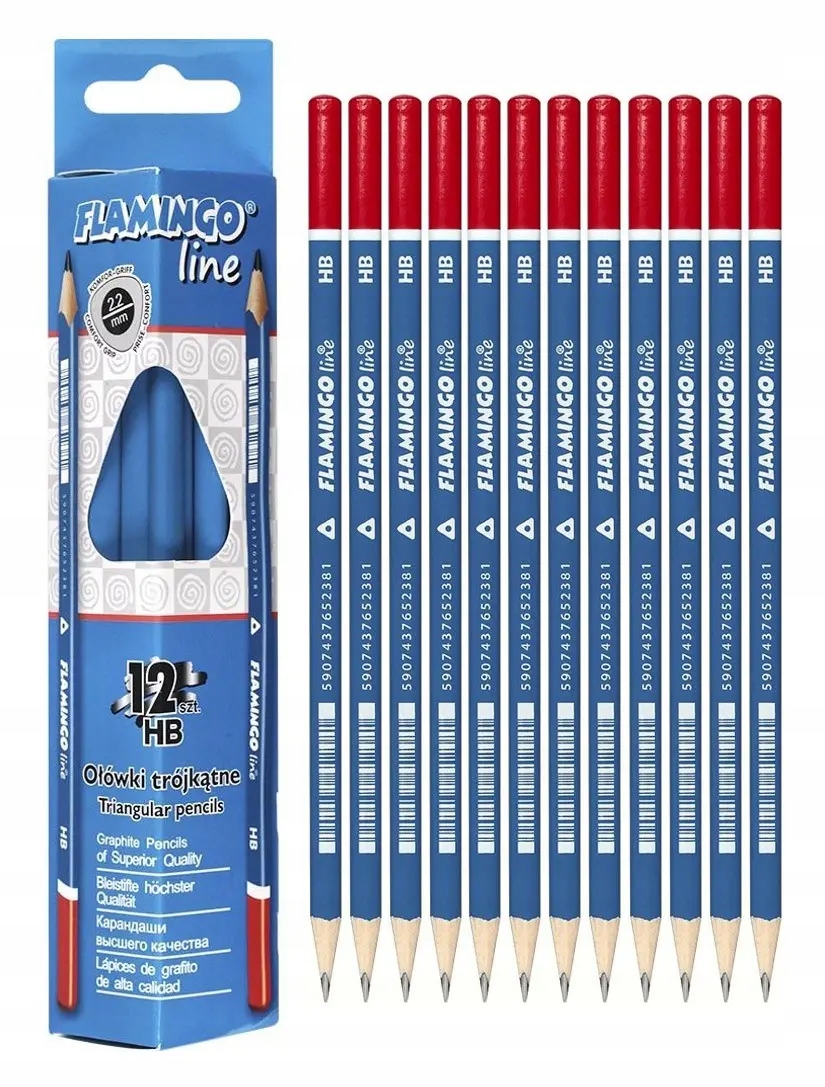 Ołówki techniczne trójkątne HB 12 szt Comfort Grip