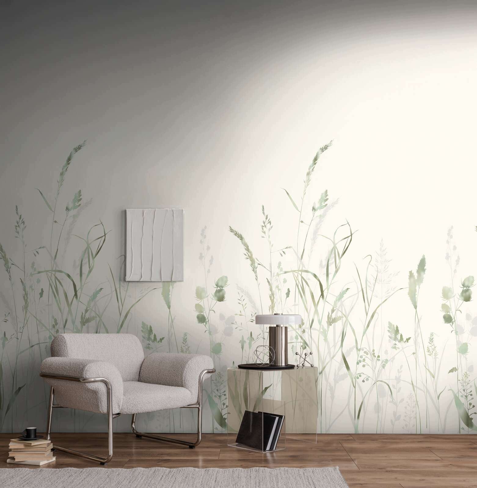 Tapeta Jemná Mural s polními trávami příroda v interiéru159x280 Do Obývacího Pokoje
