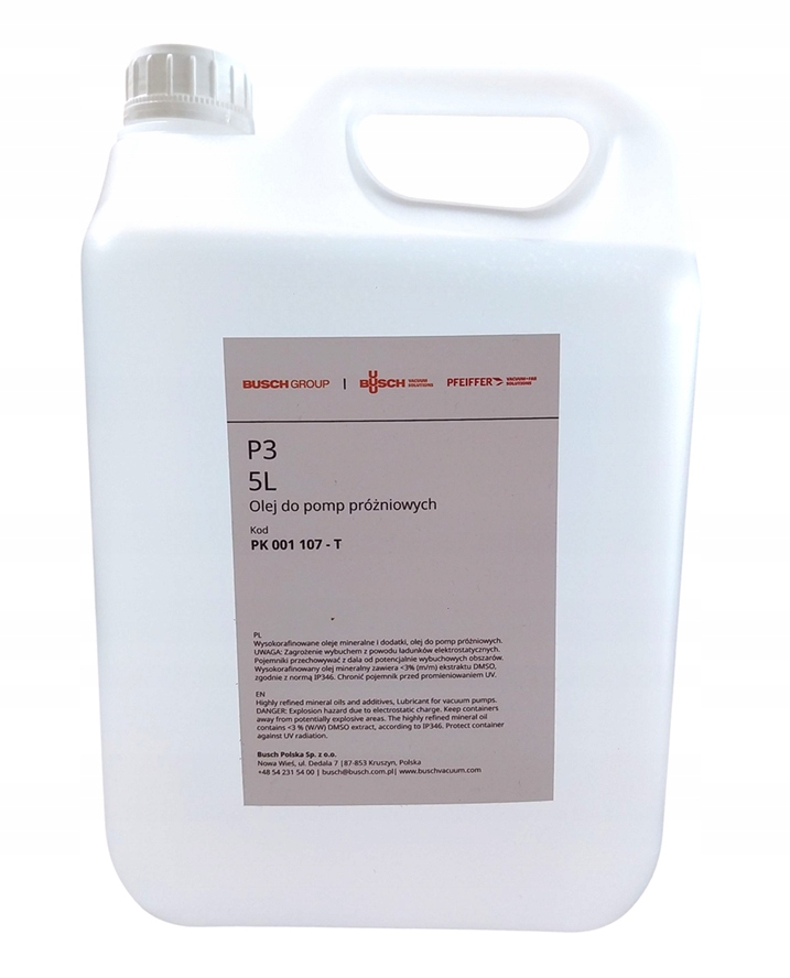Olej pro vakuové pumpy Pfeiffer P3 5 litrů