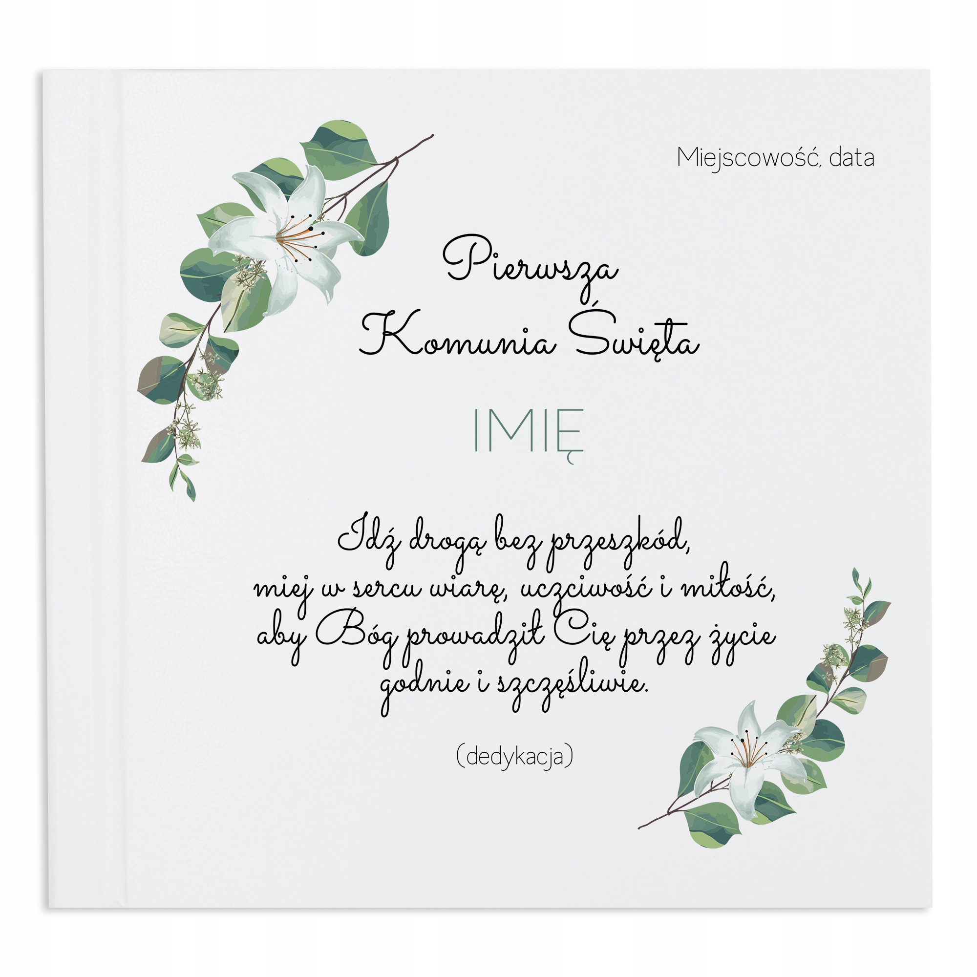 Album na vlepované fotografie Černý Dárek na svaté přijímání s věnováním Citát Jméno