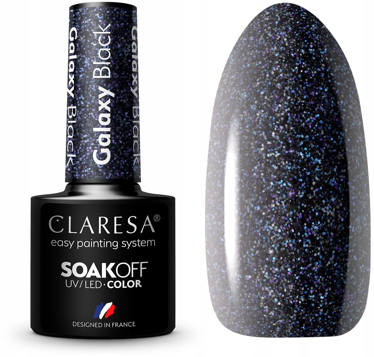 

Claresa lakier hybrydowy Galaxy Black brokatowy 5g